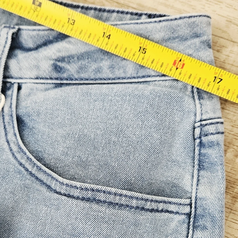 Women's Long Loose Fit Light Wash Denim Shorts Jorts Stretchy XL